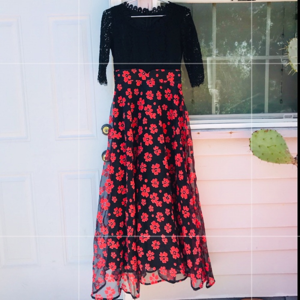 Vintage Poppy Flower Dress Hand Made